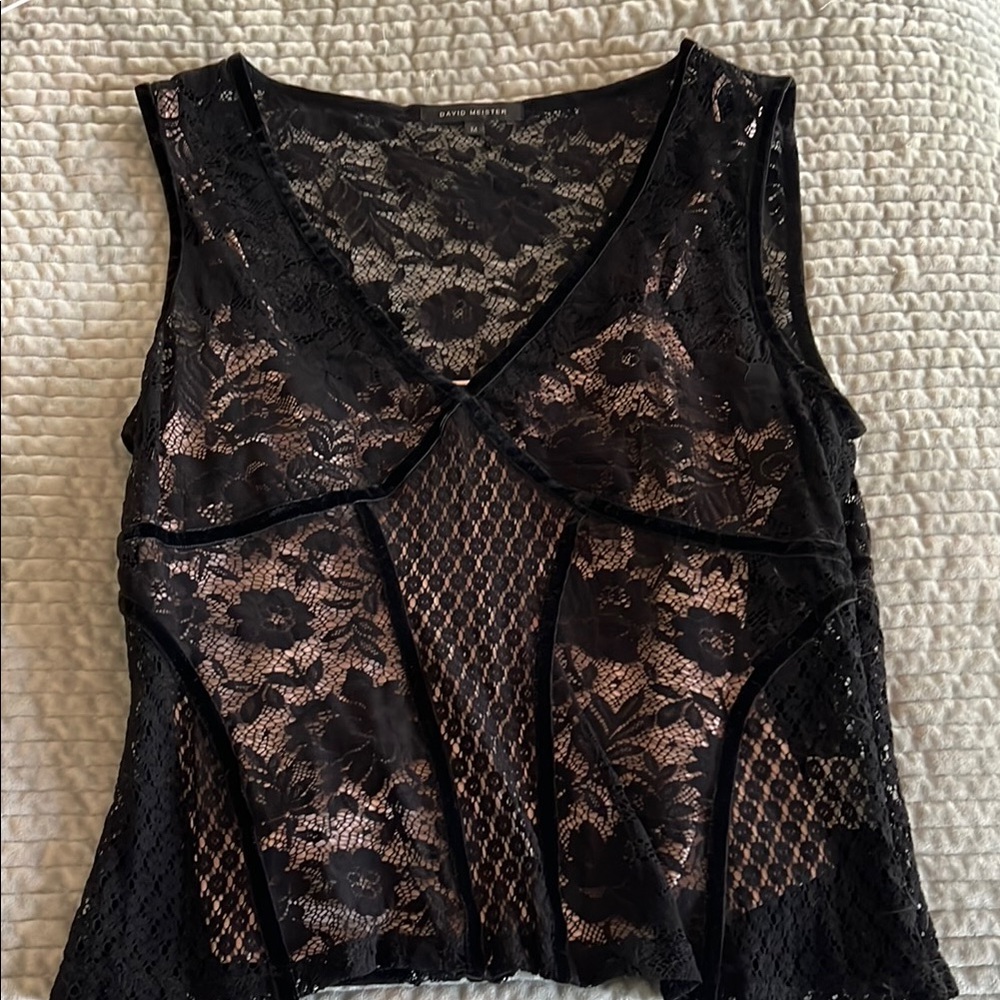 Black Lace Sleeveless Top